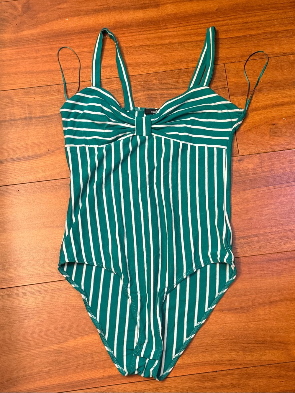 Ambiance Teal and White Striped Tank One-Piece